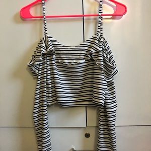 F21 Black white striped top